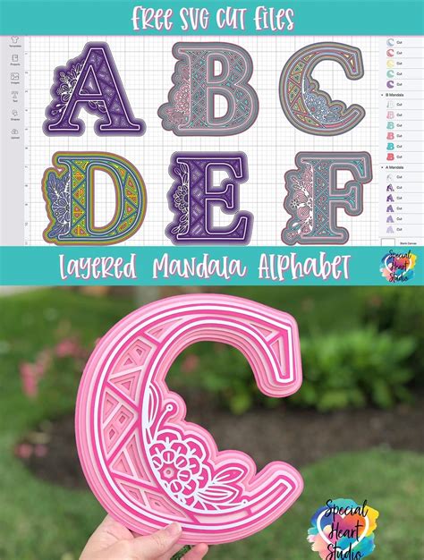 Download Free Alphabet 3D Layered Mandala Bundle SVG DXF Files