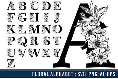 Download Free Alphabet floral bundle svg For Crafts