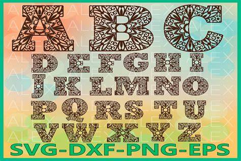Download Free Alphabet mandala svg Commercial Use DXF Files