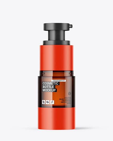 Download Free Amber Cosmetic Bottle with Pump Mockup PSD Generator PSD Files
