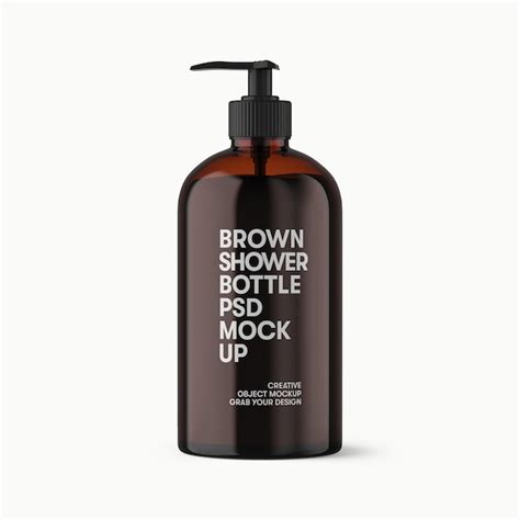 Download Free Amber Cosmetic Bottle with Pump Mockup PSD PSD Yellowimages PSD Files