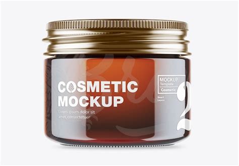 Download Free Amber Cosmetic Jar Mockup PSD Generator PSD Files