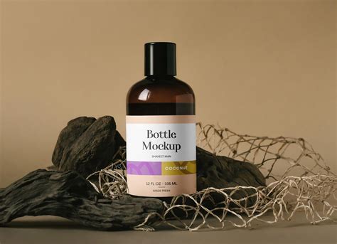 Download Free Amber Plastic Bottle Mockup PSD Generator