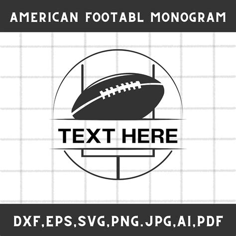 Download Free American Football Monogram | Football Split Name Frame Cut File Cameo