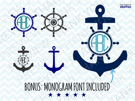 Download Free Anchor Circle Monogram Frame Set For Silhouette