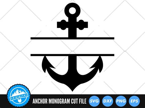 Download Free Anchor Split Name Frame SVG Files | Anchor Monogram Cut Files for Cricut Machine