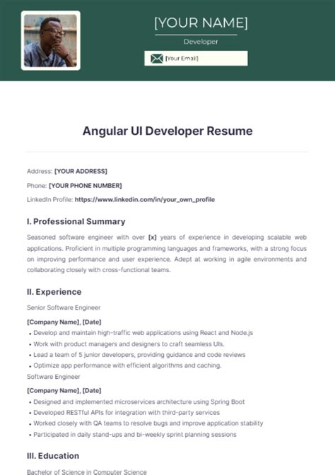Free Angular Template For Resume
