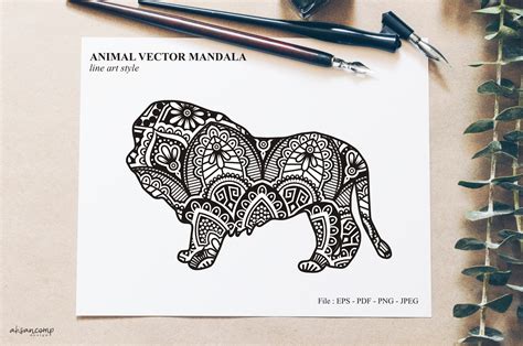 Download Free Animal Vector Mandala Line Art Style For Crafts