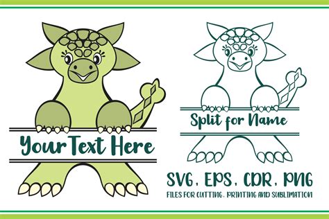 Download Free Ankylosaurus Split for Name Svg Printable