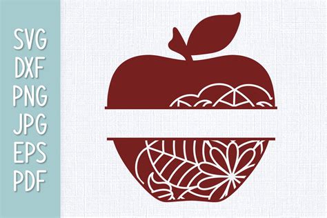 Download Free Apple Mandala Pattern Split Frame Svg Design Commercial Use