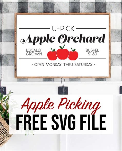 Download Free Apple Picking Rustic Sign SVG Cut File For Silhouette