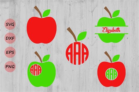 Download Free Apple Split Monogram Frame SVG DXF PNG Cut Images