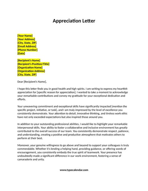 Free Appreciation Letter Templates