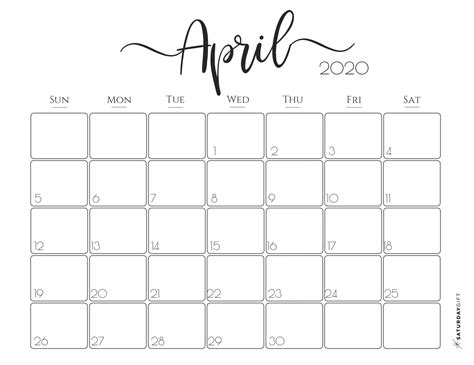 Free April Calendar