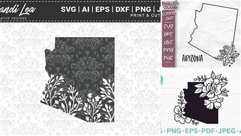 Download Free Arizona Floral State Map SVG Cutting Files DXF Files