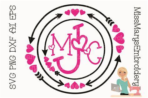 Download Free Arrow Heart Monogram Designs Files DXF Files