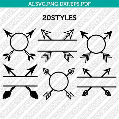Download Free Arrows split monogram frame SVG, PNG, EPS, DXF, PDF For Crafts