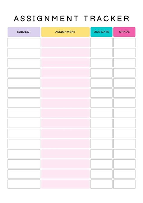 Free Assignment Calendar For Students