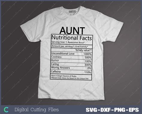 Download Free Aunt Nutritional Facts SVG Files DXF Files