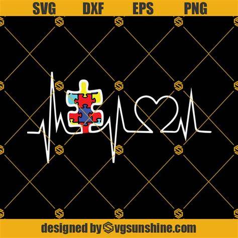 Download Free Autism Awareness Puzzle Heartbeat Commercial Use DXF Files