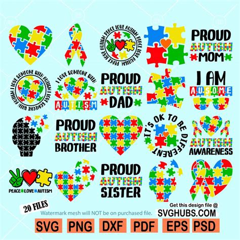 Download Free Autism Bundle SVG Cut File Silhouette DXF Files