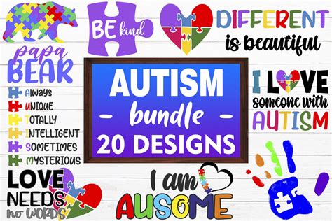 Download Free Autism Bundle SVG Cut File Silhouette For Crafts