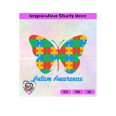 Download Free Autism Butterfly Puzzle Butterfly DXF Files