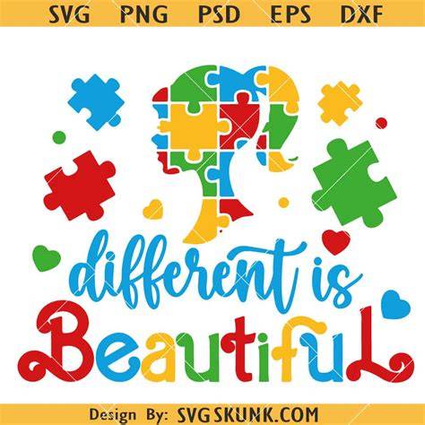 Download Free Autism Different Is Beautiful SVG Cut File Silhouette DXF Files