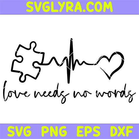 Download Free Autism Love Needs No Words SVG Cut File Files DXF Files