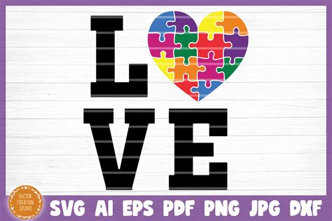 Download Free Autism Love SVG Cut File Commercial Use DXF Files