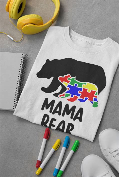 Download Free Autism Mama Bear SVG Cut File Commercial Use DXF Files