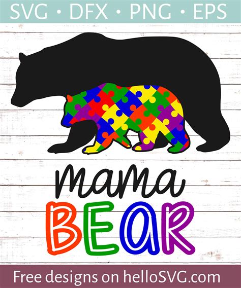 Download Free Autism Mama Bear SVG Cut File Cut Files