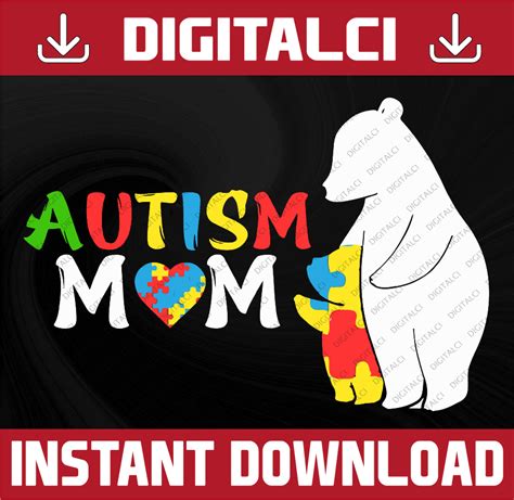 Download Free Autism Mama Bear SVG Cut File Files DXF Files