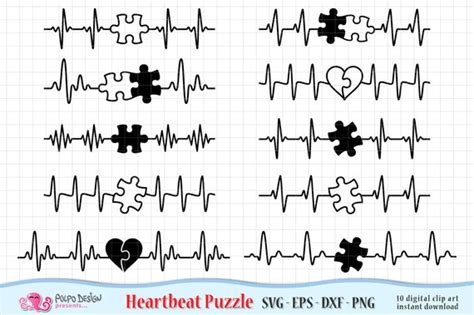 Download Free Autism Puzzle Heartbeat Commercial Use DXF Files