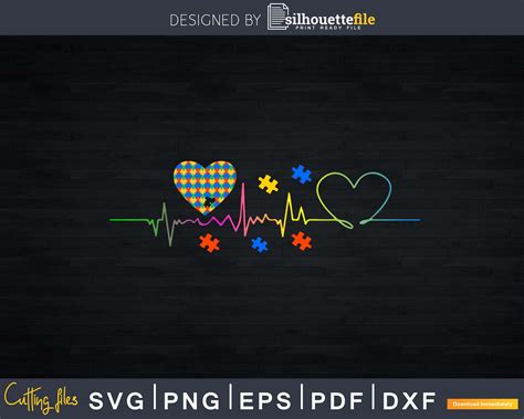 Download Free Autism Rainbow Heartbeat Awareness Files DXF Files