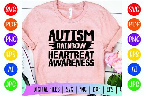 Download Free Autism Rainbow Heartbeat Awareness Printable