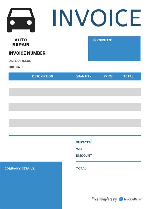 Free Auto Repair Invoice Template