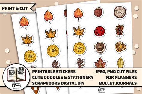 Download Free Autumn Printable Digital Stickers Files