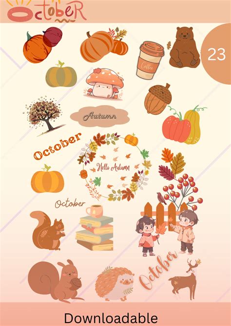 Download Free Autumn Printable Digital Stickers Files For Crafts