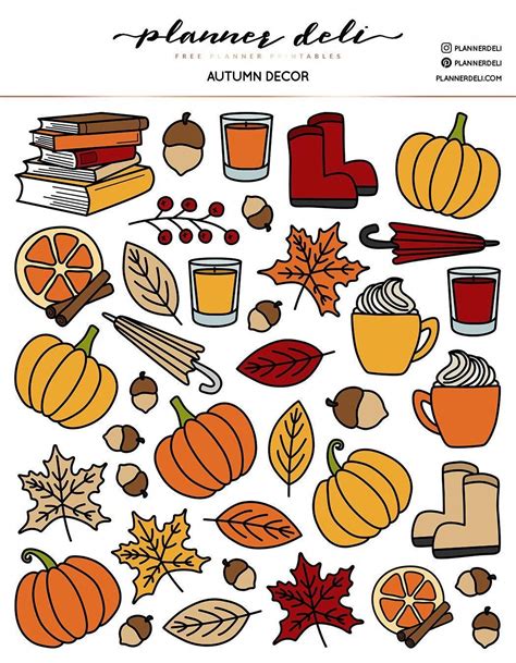 Download Free Autumn Printable Digital Stickers Printable