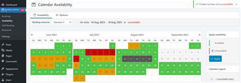Free Availability Calendar For Website Code