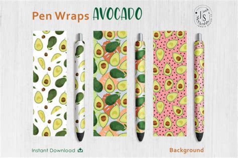 Download Free Avocado Fruit Pen Wraps PNG File Set DXF Files