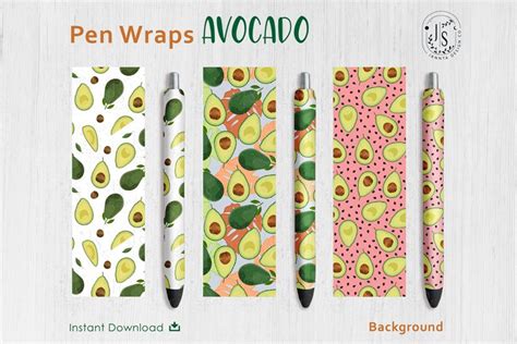 Download Free Avocado Fruit Pen Wraps PNG File Set Files DXF Files