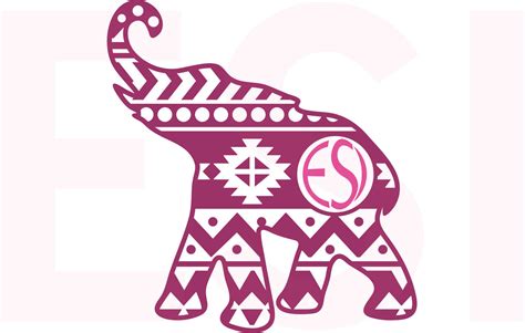 Download Free Aztec Pattern, Elephant Monogram Design - SVG, DXF, EPS - CuttingFiles Files for Cricut