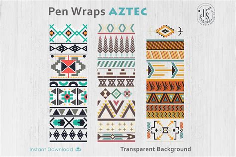 Download Free Aztec Pen Wraps PNG File Set, Pen Wrap For Cricut