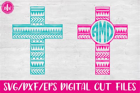 Download Free Aztec Tribal Monogram Cross - SVG, DXF, EPS Cut Files Commercial Use DXF Files