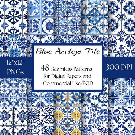Download Free Azulejos Digital Paper Commercial Use