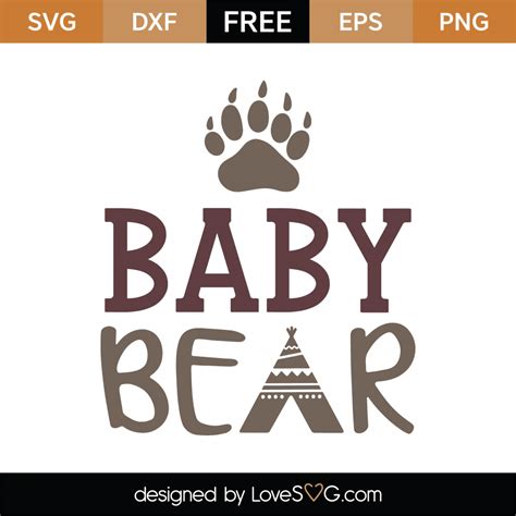 Download Free Baby Bear Cut Files