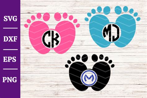 Download Free Baby Feet, Baby Monogram Cut Files Files