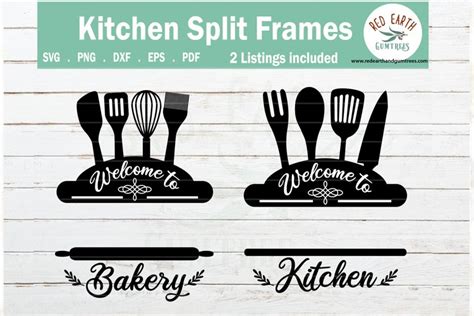 Download Free Baking kitchen split monogram frame SVG,EPS,PDF,DXF,PNG Commercial Use DXF Files